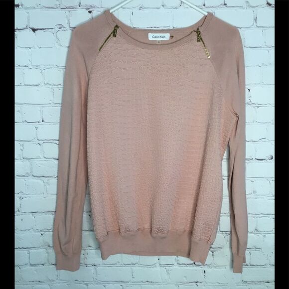 Calvin Klein Tops - Calvin Klein Women Pale Pink Textured Knit Sweater Top